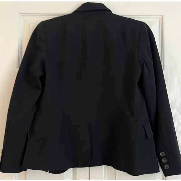VTG J. Crew Black 2 Button Blazer Suit Jacket 100% Wool Women’s‎ Size Petite 2