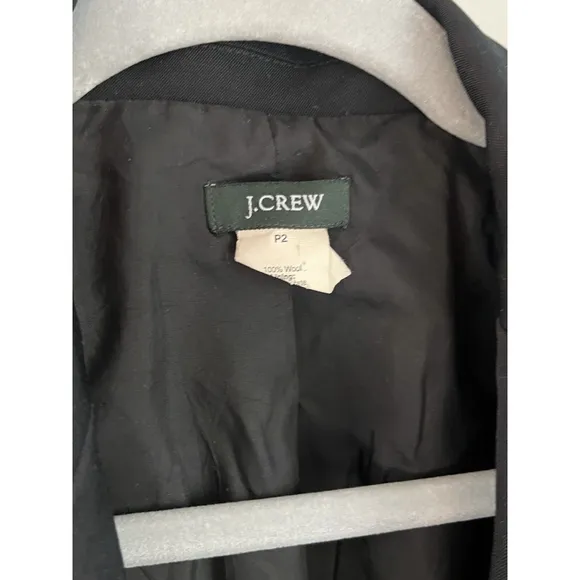 VTG J. Crew Black 2 Button Blazer Suit Jacket 100% Wool Women’s‎ Size Petite 2