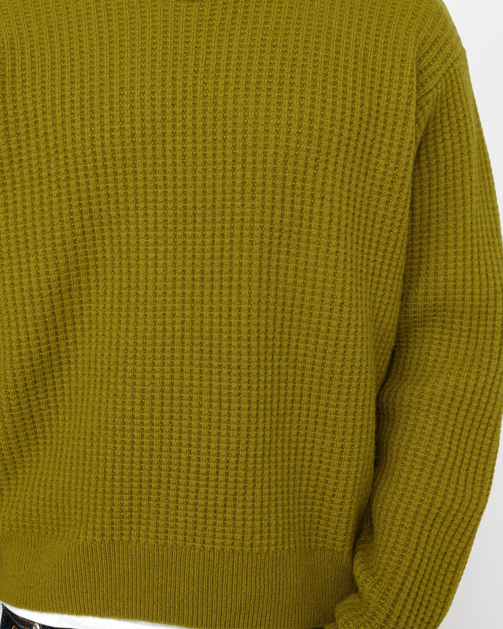 WAFFLE KNIT CASHMERE CREW