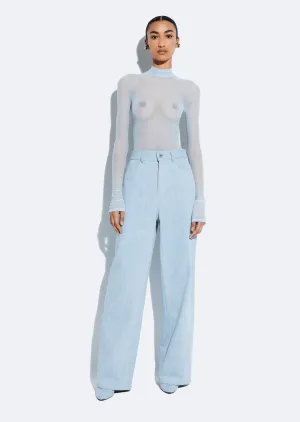 Washed Denim Straight Leg Pant