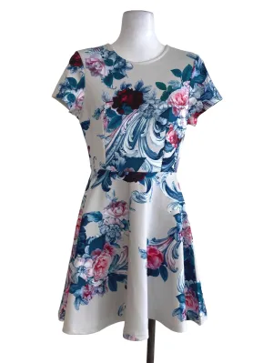 White Floral A Line Dress