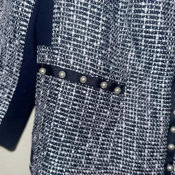 White House Black Market Tweed Faux Pearled Blazer. Size 10.