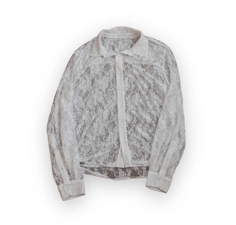 White Lace Button Up Shirt