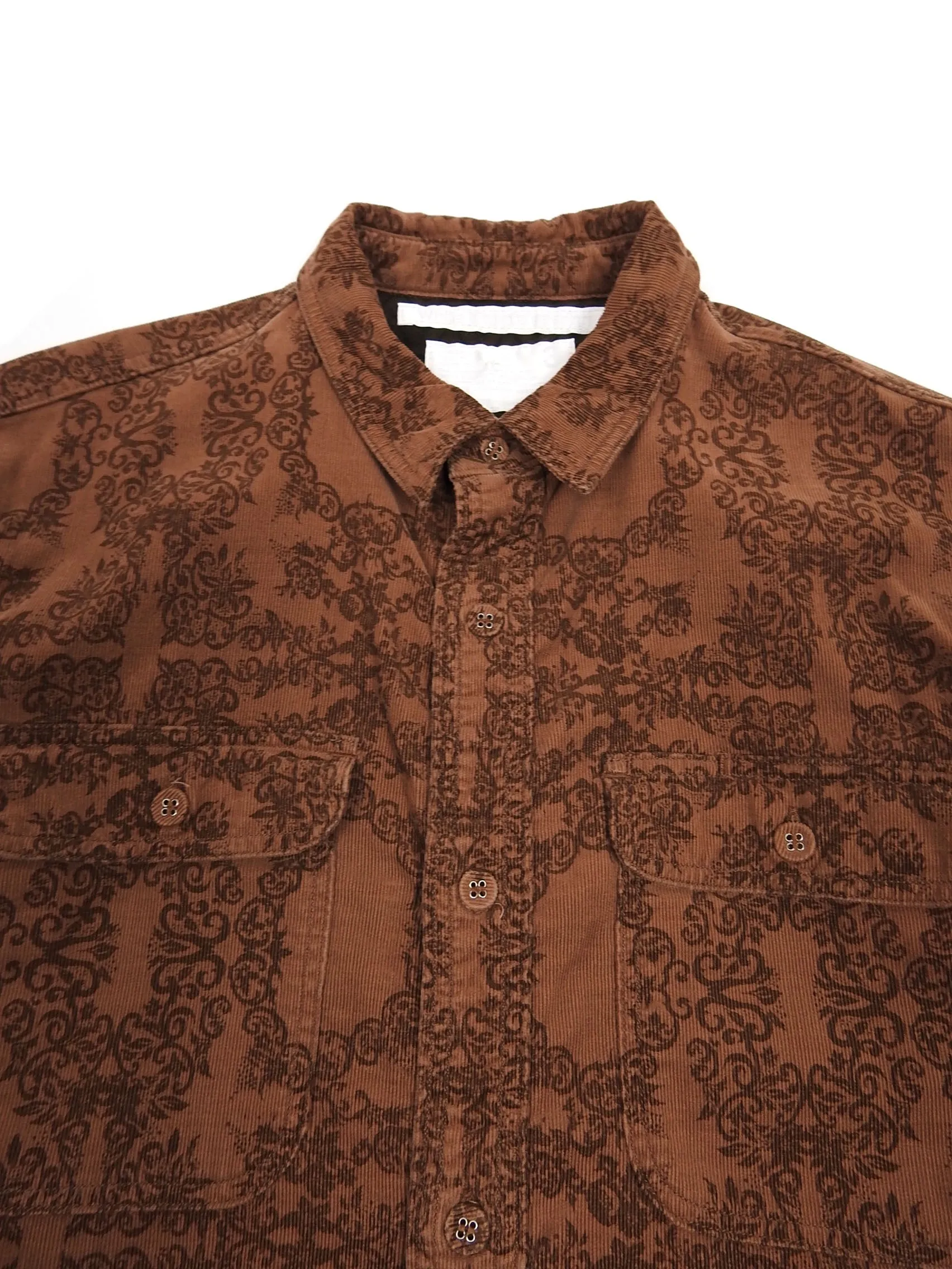 White Mountaineering AW’12 Corduroy Orange/Brown Print Shirt Size 3