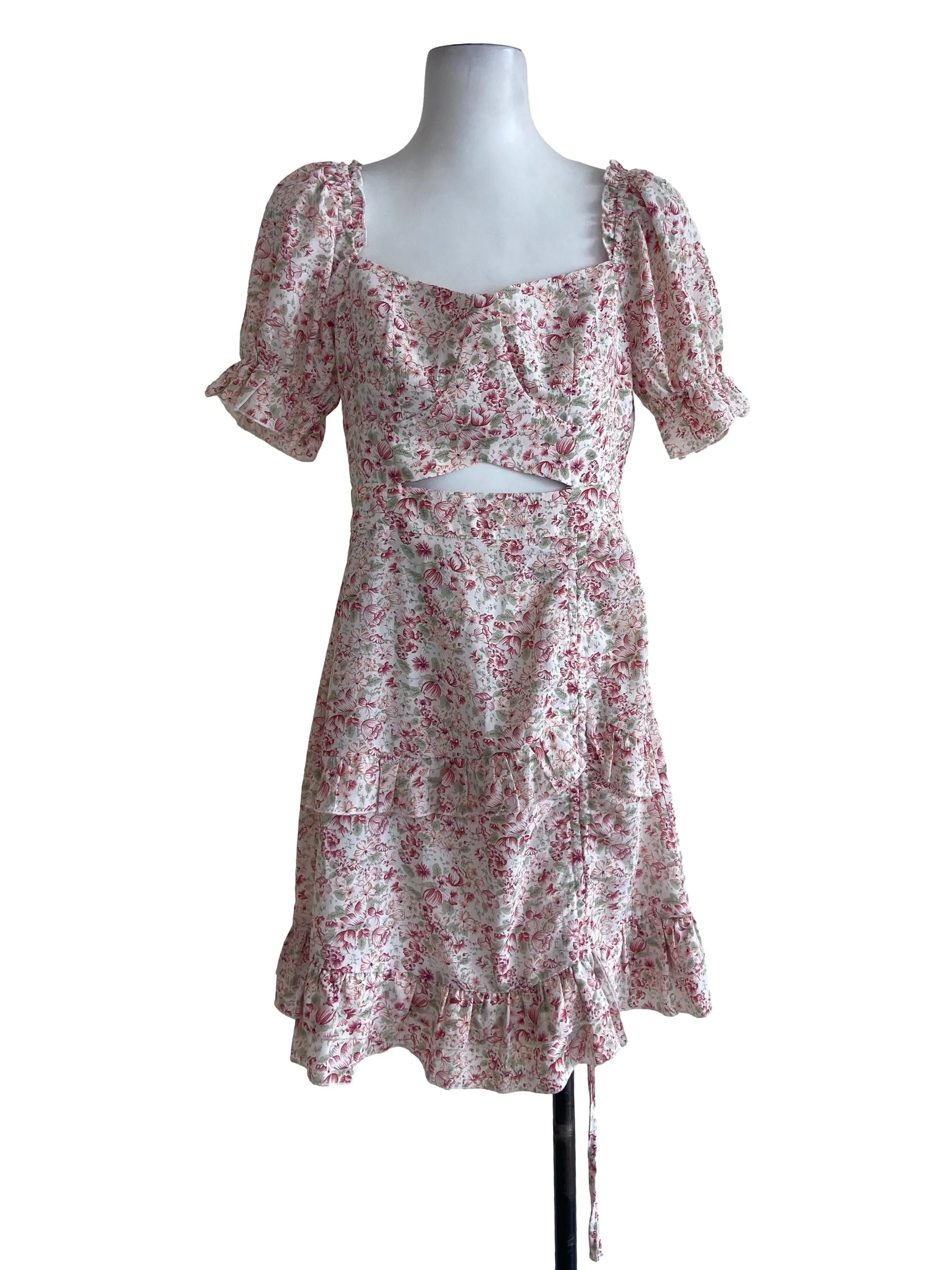 White Puffed Sleeve A-Line Dress