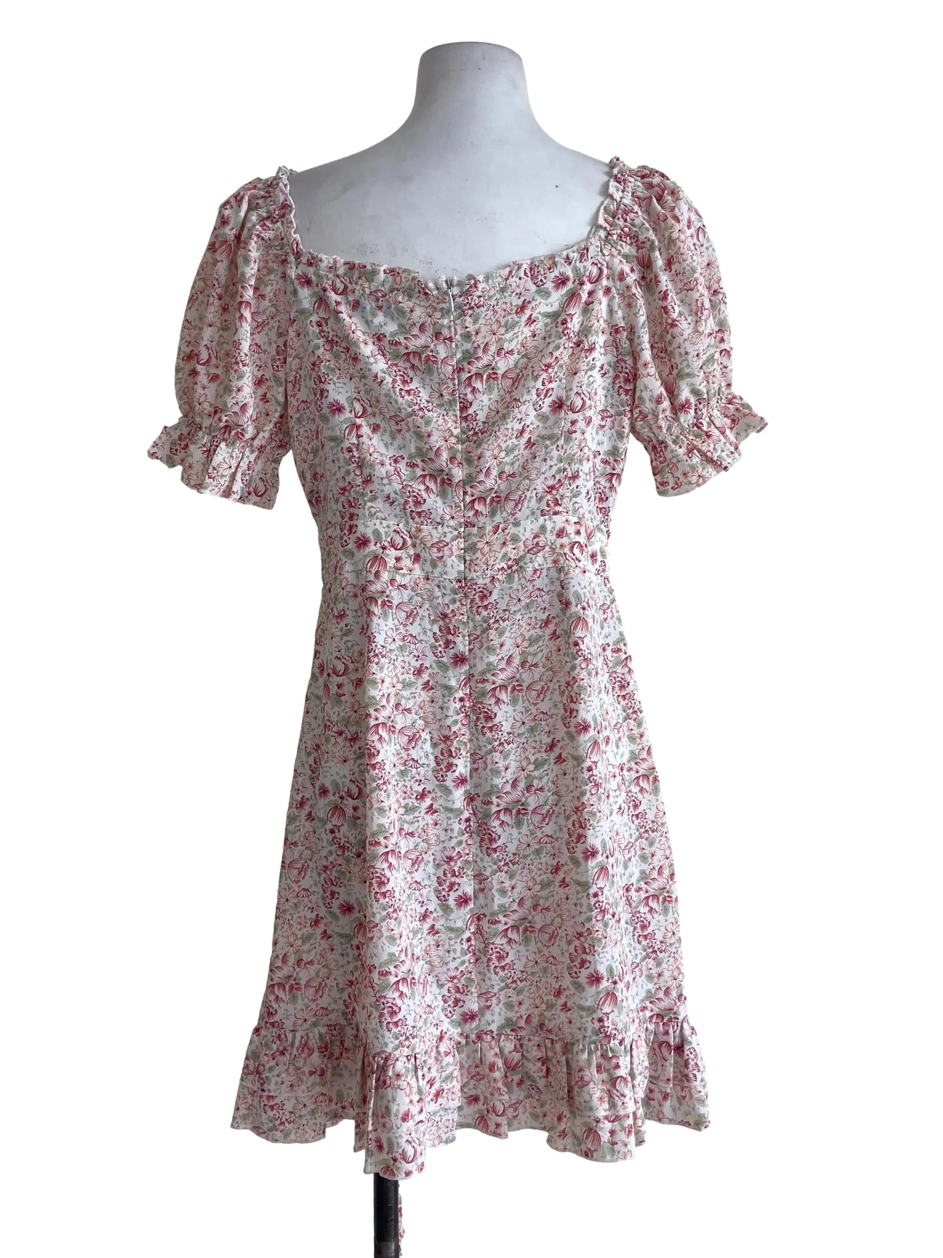 White Puffed Sleeve A-Line Dress