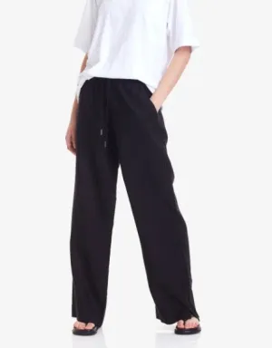 Wide Leg Linen Pant Black