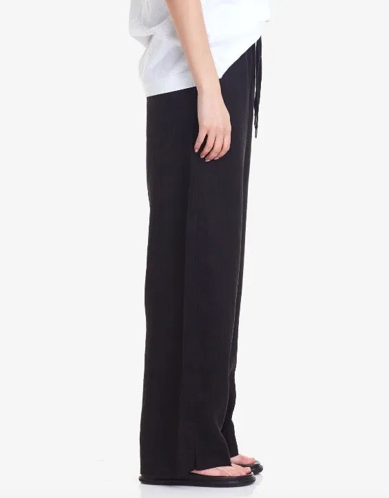 Wide Leg Linen Pant Black