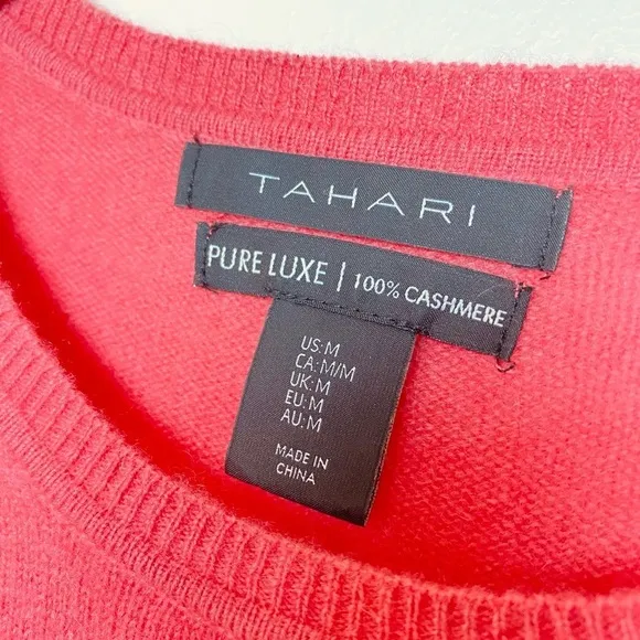 Woman Tahari  100%  Cashmere Sweater Pink Sz M