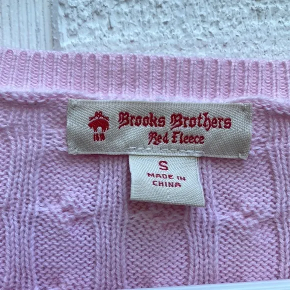 Women’s Brooks Brothers cotton cashmere blend sweater Baby pink cable knit Top