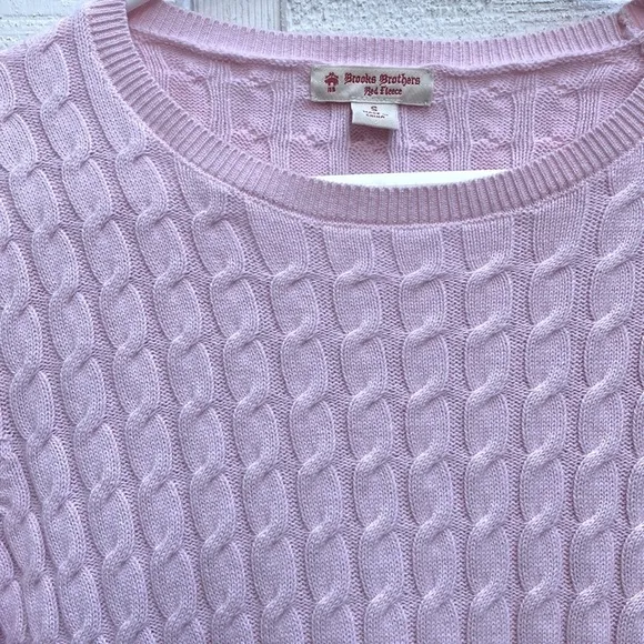 Women’s Brooks Brothers cotton cashmere blend sweater Baby pink cable knit Top