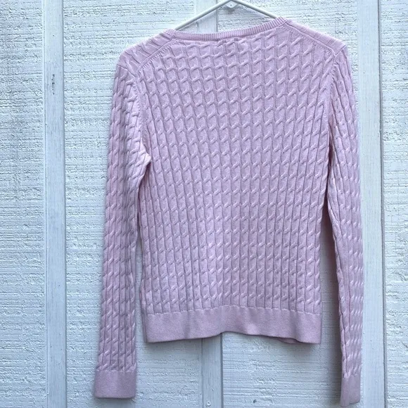 Women’s Brooks Brothers cotton cashmere blend sweater Baby pink cable knit Top