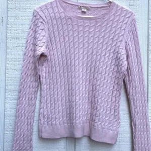 Women’s Brooks Brothers cotton cashmere blend sweater Baby pink cable knit Top