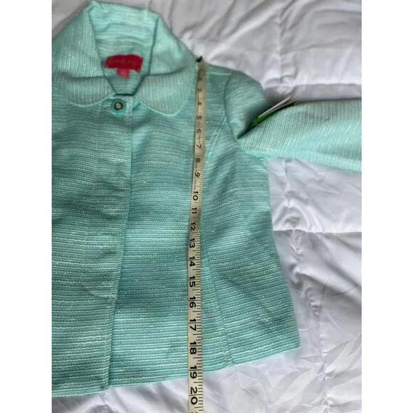 Women's Lilly Pulitzer Blue Tweed Cropped Blazer Size 2 NWT $248
