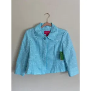 Women's Lilly Pulitzer Blue Tweed Cropped Blazer Size 2 NWT $248