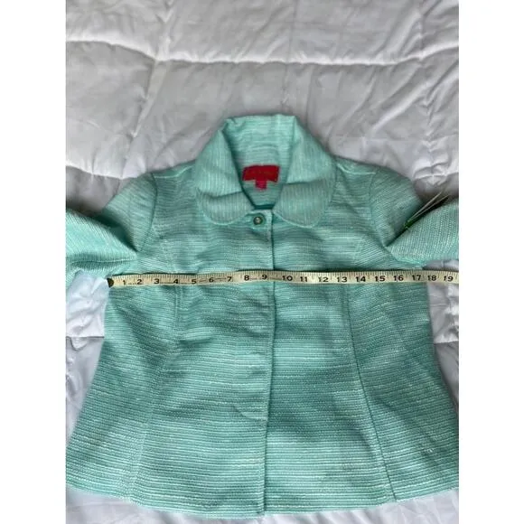 Women's Lilly Pulitzer Blue Tweed Cropped Blazer Size 2 NWT $248