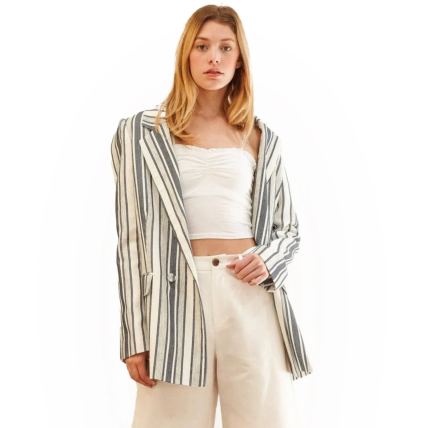 Women's Stripe Blazer in Blue White