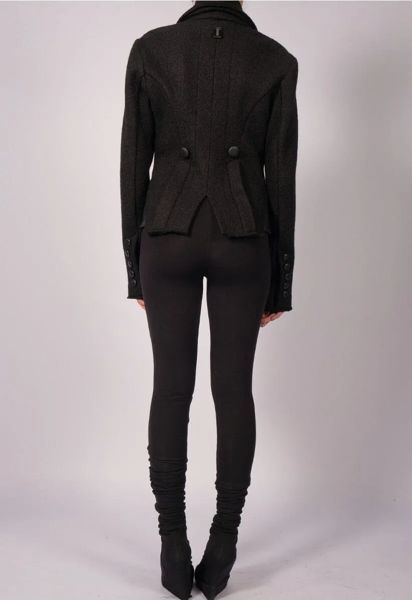 Wool Blazer with Leather