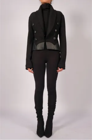 Wool Blazer with Leather