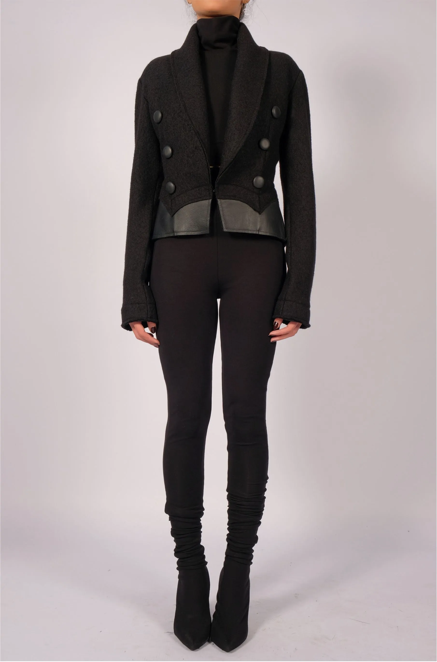 Wool Blazer with Leather