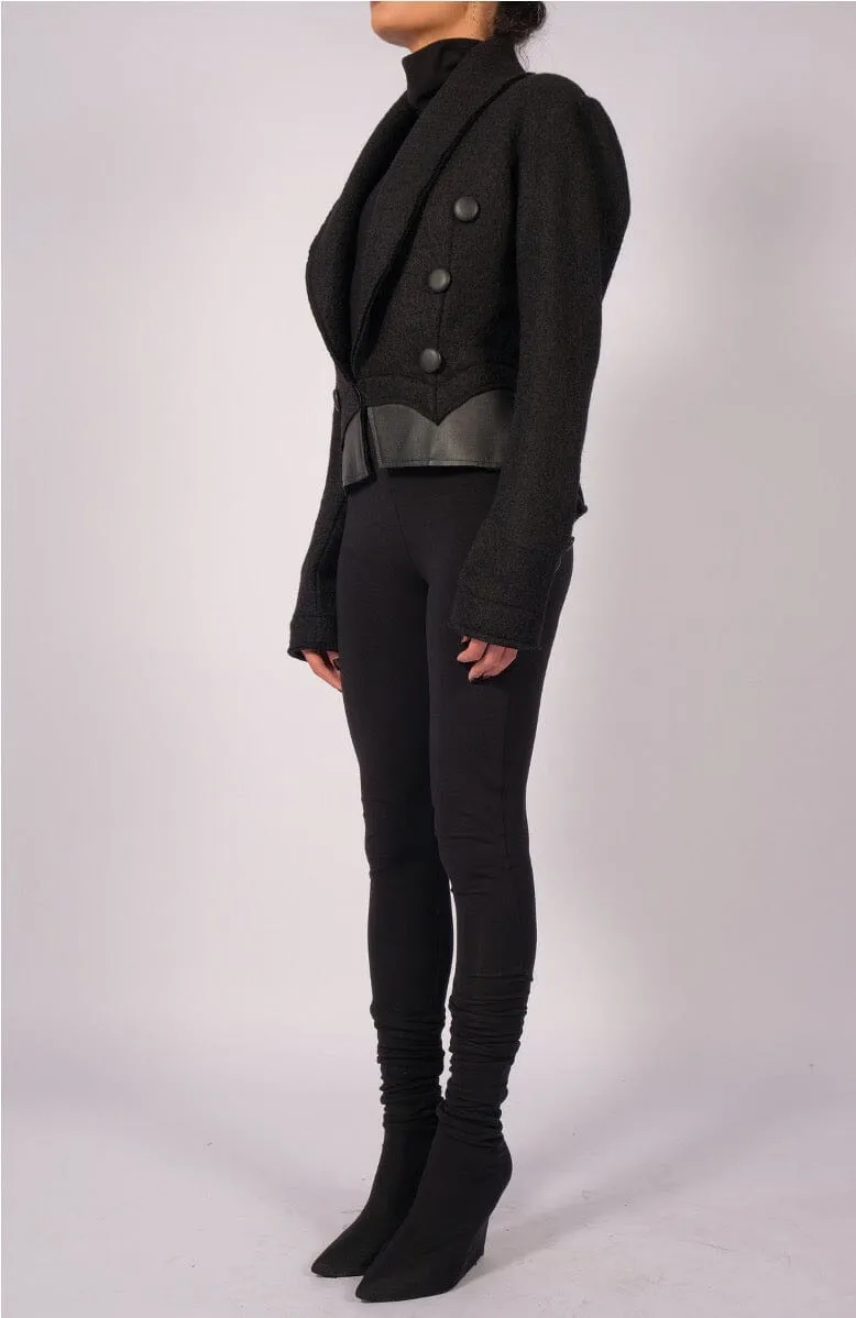 Wool Blazer with Leather