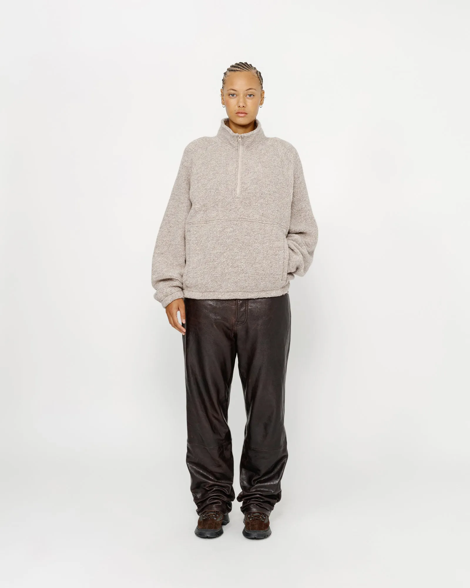 WOOL BLEND SHERPA MOCK NECK