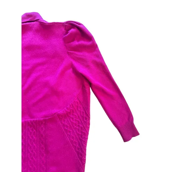 XL Jennie Liu 100% Cashmere Purple Shrug Cardigan Sweater Puff Slv Cable Knit