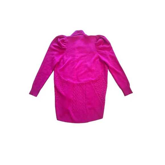 XL Jennie Liu 100% Cashmere Purple Shrug Cardigan Sweater Puff Slv Cable Knit