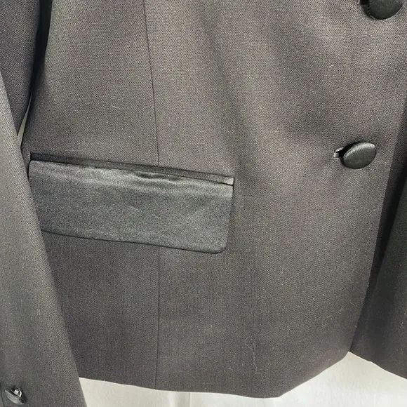 Yansi Fugel black wall blazer with satin lapel buttons and pockets
