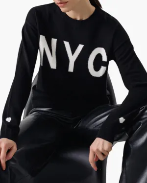 YARA CREWNECK NYC IN BLACK/IVORY
