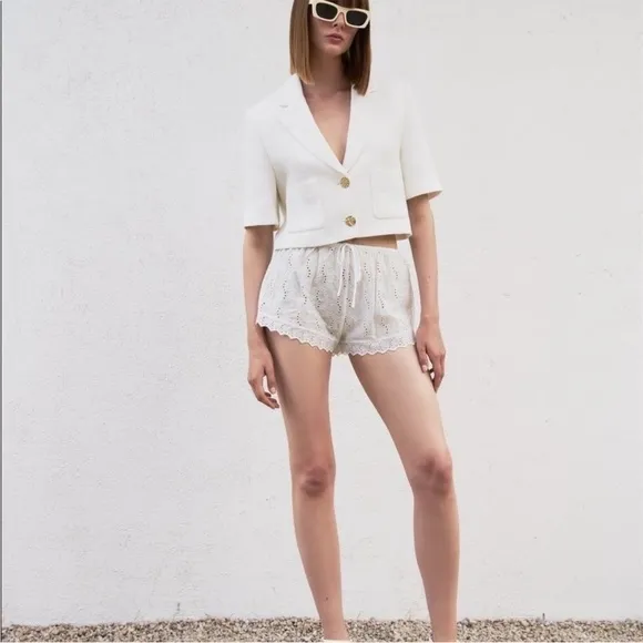 Zara Textured Cropped Blazer Jacket