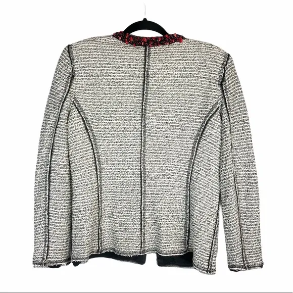 Zara woman tweed blazer with red stone collar