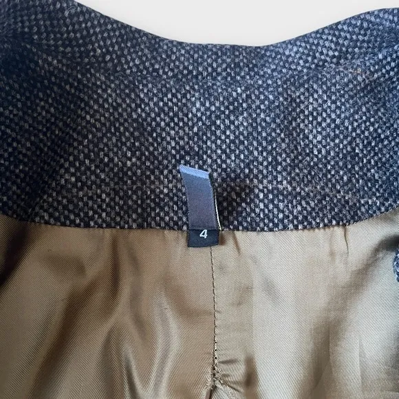 Ziji Wool &amp; Silk Blazer Jacket Cropped Brown Tweed Large Lapels Y2K Grunge 4