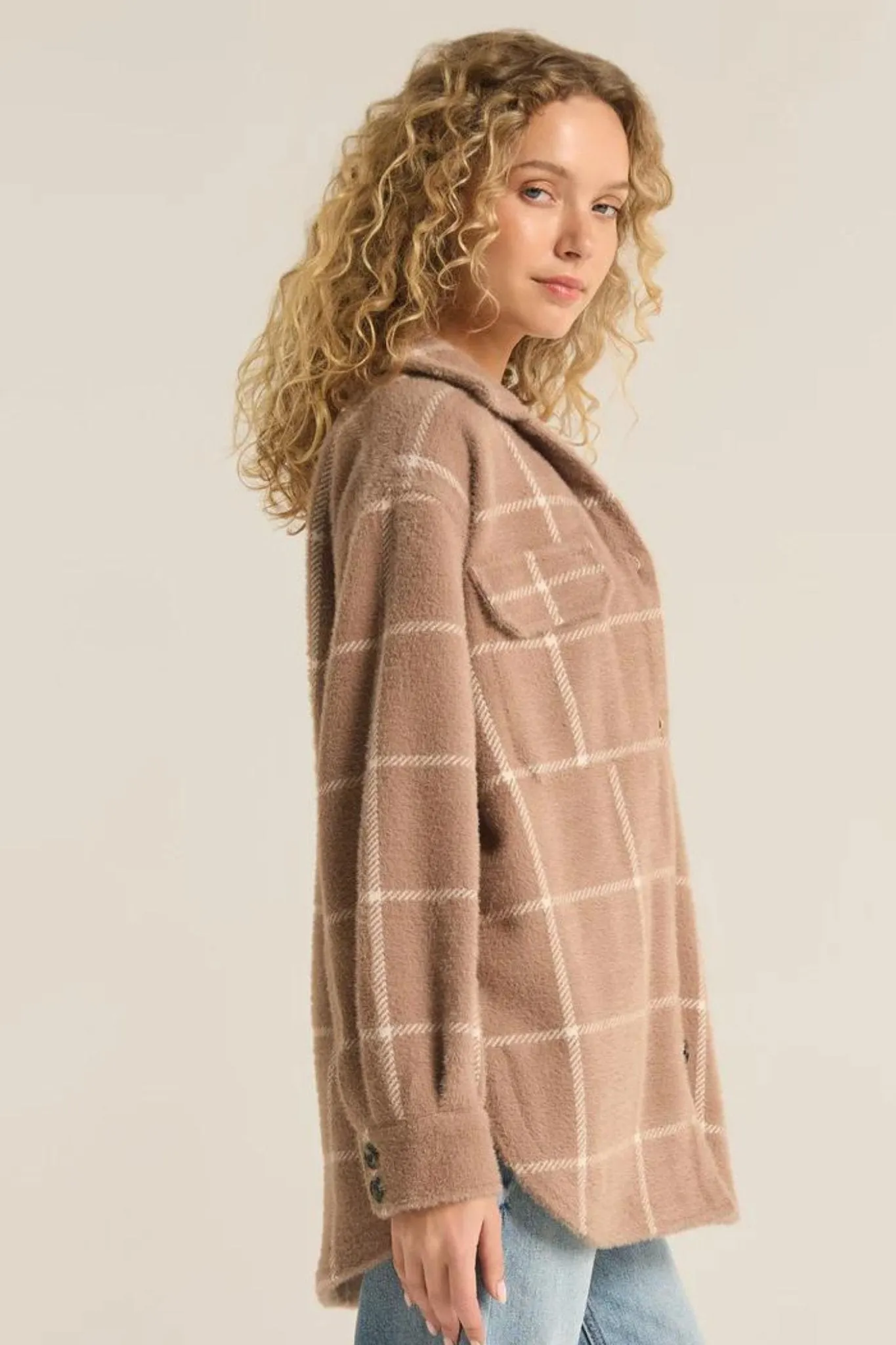 ZSUPPLY: Plaid Tucker Jacket Heather Taupe ZJ213286